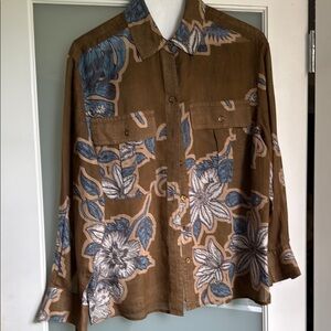 Floral Brown and Blue LADIES shirt